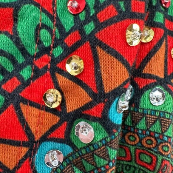 Desigual‎ Tank Top SMALL Artsy Sleeveless Vacation Resort wear Red Bling - Picture 5 of 11